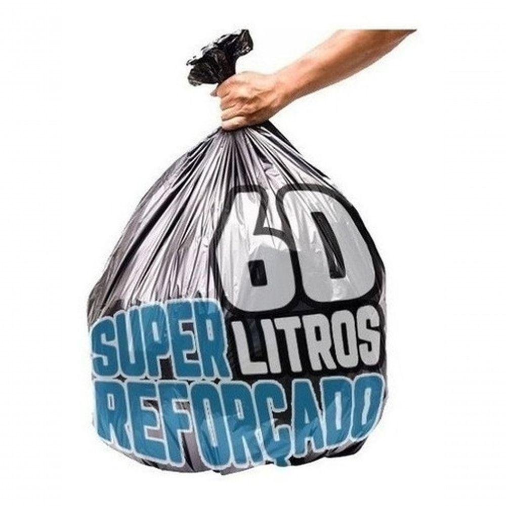 Saco de Lixo 60l 100 Un Preto Super Reforçado Preto
