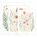 Ver imagem 4 de Kit 3 Quadro Decorativo Sala Flores Floral Branco Aquarela Qualidade Premium Luxo 28x20cm