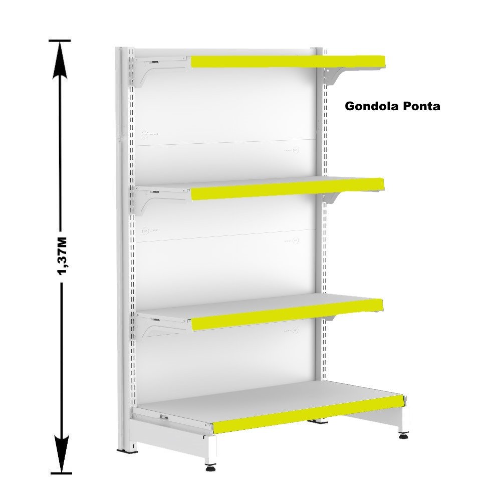 Gondola Centro 137 Fit Ate 2 Metros 1 Ponta Branco 20b Pe Amarelo - 4