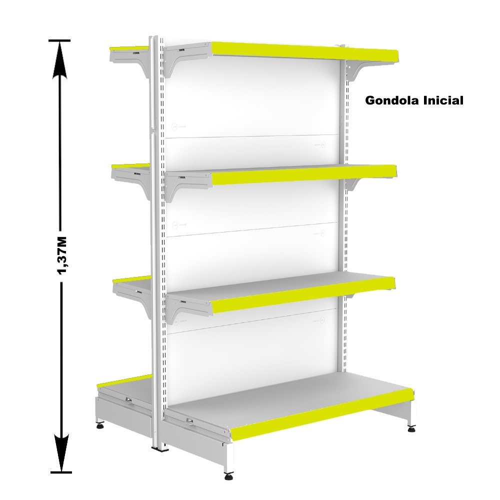 Gondola Centro 137 Fit Ate 2 Metros 1 Ponta Branco 20b Pe Amarelo - 2