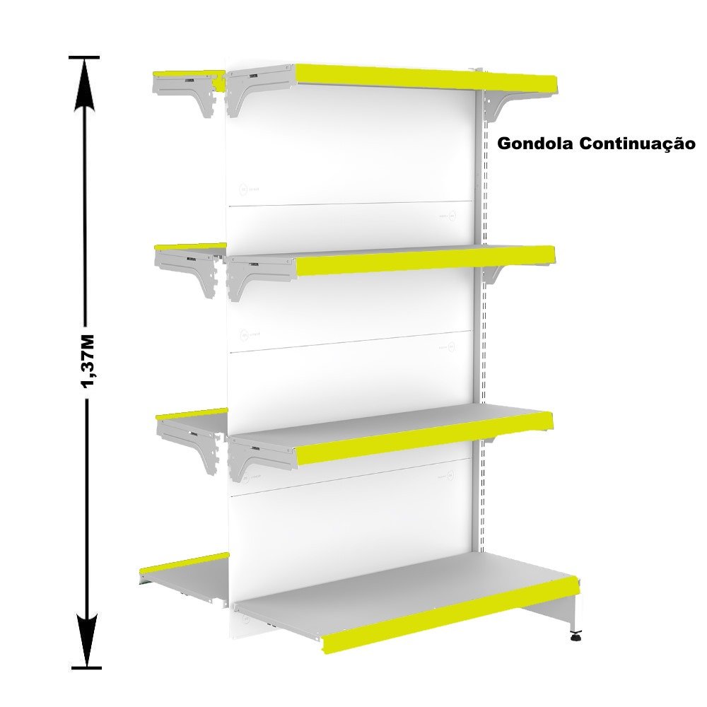 Gondola Centro 137 Fit Ate 2 Metros 1 Ponta Branco 20b Pe Amarelo - 3