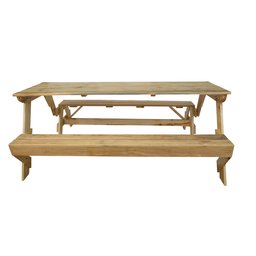 Banco que Vira Mesa 2m Pinus Natural com Banquetas e Verniz Incolor - 4 Banco que Vira Mesa 2m Pinus Natural com Banquetas e Verniz Incolor - 4