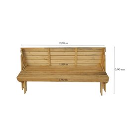 Banco que Vira Mesa 2m Pinus Natural com Banquetas e Verniz Incolor - 5 Banco que Vira Mesa 2m Pinus Natural com Banquetas e Verniz Incolor - 5