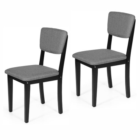 Kit 2 Cadeiras de Jantar Madeira Maciça Estofadas Ella Preto e Cinza Escuro - Straub Web