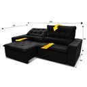 Ver imagem 3 de Sofá Retrátil/Reclinável Islândia 2,10m Suede Velut Preto c/ Molas no Assento - King House