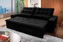 Ver imagem 1 de Sofá Retrátil/Reclinável Islândia 2,10m Suede Velut Preto c/ Molas no Assento - King House