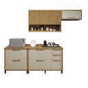 Ver imagem 2 de Cozinha Completa Modulada Torino com 2 Balcões e 2 Armarios Aéreos Bege/Cinamomo/Off White