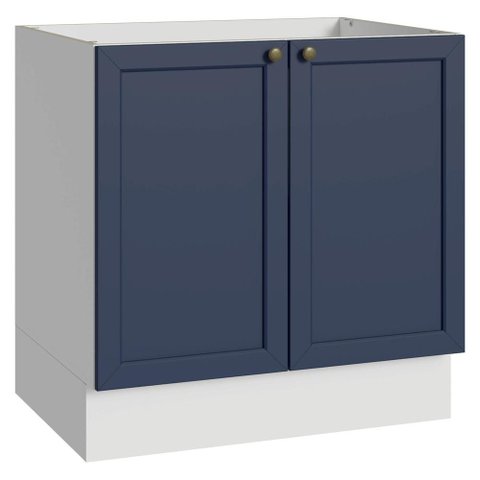 Balcão de Cozinha 80 cm 2 Portas (sem Tampo) Branco/Azul Vik Madesa