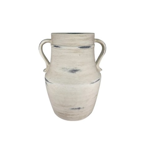 Vaso Decorativo Rústico em Cerâmica Branca 25cm Xd0489 Btc