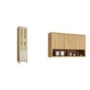 Ver imagem 2 de Cozinha Completa Modulada Torino com Paneleiro Vidro Reflecta e 2 Armáreos Aéreos Bege/Cinamomo/Off White