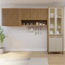 Ver imagem 1 de Cozinha Completa Modulada Torino com Paneleiro Vidro Reflecta e 2 Armáreos Aéreos Bege/Cinamomo/Off White
