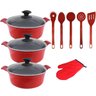 Jogo de Panelas Vermelho Cerâmica Com Talher Javali AAL 26A30 - 1