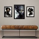 Ver imagem 1 de Set 3 Quadros Artes Pessoas Raça Negra:moldura Preta