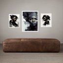 Ver imagem 2 de Set 3 Quadros Artes Pessoas Raça Negra:moldura Preta