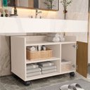 Ver imagem 3 de Gabinete de Banheiro Londres Off White Ripado - Moveisaqui