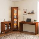 Ver imagem 1 de Kit Escrivaninha Veneza e Buffet 2 Portas Imperial e Armário 1 Porta Madeira Torre Luxo Castanho