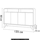 Ver imagem 4 de Buffet Aparador 125cm 4 Portas Orgânico Marlo Nature/Off Z56 - Mpozenato