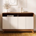 Ver imagem 1 de Buffet Aparador 125cm 4 Portas Orgânico Marlo Nature/Off Z56 - Mpozenato