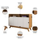 Ver imagem 3 de Buffet Aparador 125cm 4 Portas Orgânico Marlo Nature/Off Z56 - Mpozenato