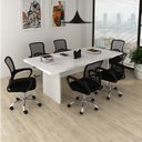 Ver imagem 1 de Kit 7 Peças com Uma Mesa de Reunião e 6 Cadeiras de Escritório Tela Mesh Espresso Móveis