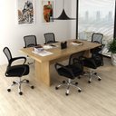 Ver imagem 1 de Kit 7 Peças com Uma Mesa de Reunião e 6 Cadeiras de Escritório Tela Mesh Espresso Móveis