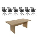 Ver imagem 2 de Kit 7 Peças com Uma Mesa de Reunião e 6 Cadeiras de Escritório Tela Mesh Espresso Móveis