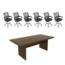 Ver imagem 2 de Kit 7 Peças com Uma Mesa de Reunião e 6 Cadeiras de Escritório Tela Mesh Espresso Móveis