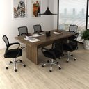 Ver imagem 1 de Kit 7 Peças com Uma Mesa de Reunião e 6 Cadeiras de Escritório Tela Mesh Espresso Móveis