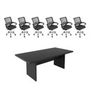Ver imagem 2 de Kit 7 Peças com Uma Mesa de Reunião e 6 Cadeiras de Escritório Tela Mesh Espresso Móveis