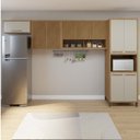 Ver imagem 1 de Cozinha Completa Modulada Torino com Paneleiro e 3 Armáreos Aéreos Bege/Cinamomo/Off White