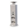Torre Multiplug Retrátil 2 Tomadas 20a e 2 Usb Embutir Cinza - 1