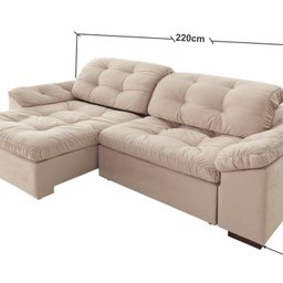 Sofá Retrátil e Reclinável 2 Lugares 220 Cm Pérola Veludo - 3