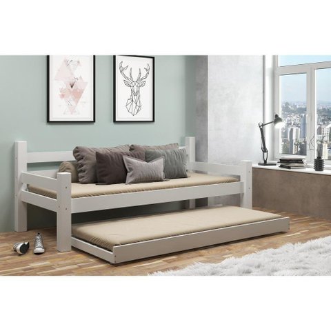 Bicama Madeira Maciça Para Colchão 78/88 X 188Cm Paris Multimóveis Vcr4139 Branco Branco