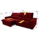 Ver imagem 2 de Sofá Retrátil Reclinável Zurique 2,10m Suede Velut Vermelho Molas no Assento - King House