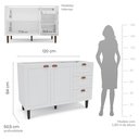 Ver imagem 4 de Balcão 2 Portas 3 Gavetas 120 cm Pérola Yescasa Branco