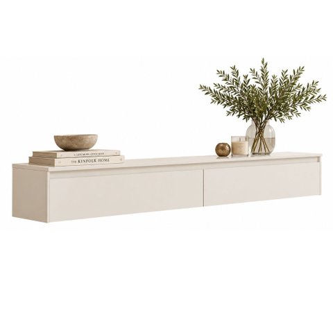 Aparador Suspenso para Hall de Entrada 2 Gavetas Aspen Off White Edn