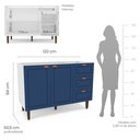 Ver imagem 4 de Balcão 2 Portas 3 Gavetas 120 cm Pérola Yescasa Branco/Azul