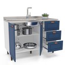 Ver imagem 5 de Balcão 2 Portas 3 Gavetas 120 cm Pérola Yescasa Branco/Azul