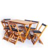 Conjunto Mesa 120x70 6 Cadeiras Dobrável Mel Estofado Preto Ref. Dm120.6mp Dmadeirastore - 1
