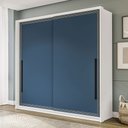 Ver imagem 1 de Guarda-roupa Casal Valência 2 Portas 2 Gavetas Branco/azul - Politorno