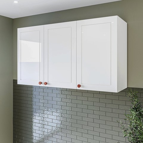 Armário Aéreo 3 Portas 120 Cm Pérola Yescasa