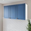 Ver imagem 1 de Armário Aéreo 3 Portas 120 cm Pérola Yescasa Branco/Azul