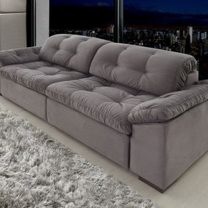 Sofá Retrátil e Reclinável 2 Lugares 220 Cm Pérola Veludo
