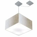 Ver imagem 1 de Lustre Pendente Quadrado com Desvio Md-4270 Cúpula em Tecido 30/35x35cm Linho Bege - Bivolt