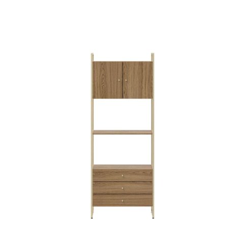 Estante com 3 Gavetas Voss 75 Cm - Freijó C/ Champanhe
