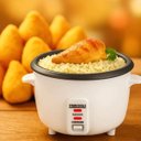 Ver imagem 2 de Panela Elétrica 220V Branca 1,3L 400W  Função Aquecer Tampa Com Saída de Vapor Antiaderente