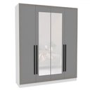 Ver imagem 2 de Guarda-roupa Casal Valência 4 Portas 4 Gavetas com Espelho Branco/cinza - Politorno