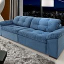 Ver imagem 1 de Sofá Retrátil e Reclinável 2 Lugares Veludo Azul Pérola 220cm