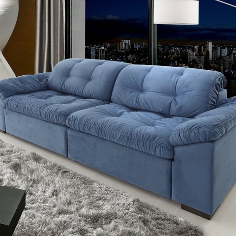 Sofá Retrátil e Reclinável 2 Lugares 220 Cm Pérola Veludo