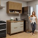 Ver imagem 5 de Cozinha Modulada Torino com Balão 3 Portas e Armáreo Aéreo com Nicho Bege/Cinamomo/Off White